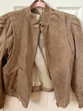 Ada Suede Bomber Jacket - Taupe Brown